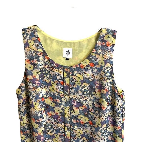 CAbi Positano Tunic Top SZ S Sleeveless Chiffon Multi-color Flower Floral - Picture 8 of 14